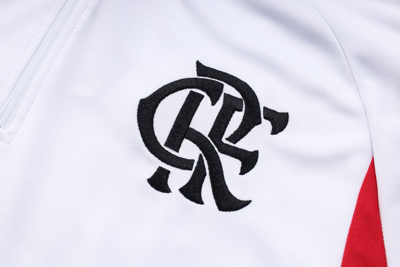 Conjunto Treino Flamengo Ziper Curto Branco 2023/24